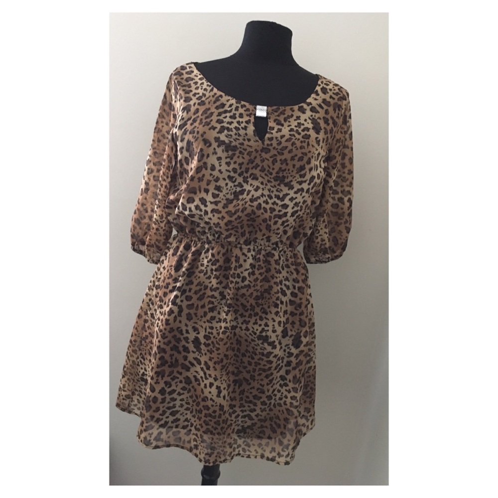 Leopard Print Elastic Waist Dress